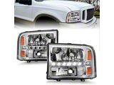 Anzo USA 2000-2004 Ford Excursion Crystal Headlights Chrome w/ LED 1pc - 111088