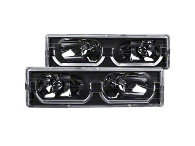 Anzo USA 1988-1998 Chevrolet C1500 Crystal Headlights Black w/ Low - 111299