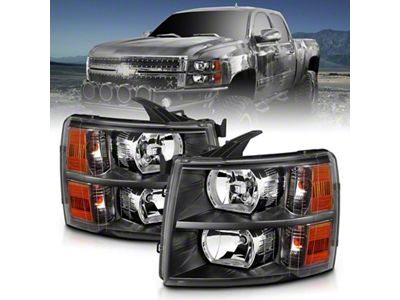 Anzo USA 2007-2013 Chevrolet Silverado Crystal Headlights Black - 111393