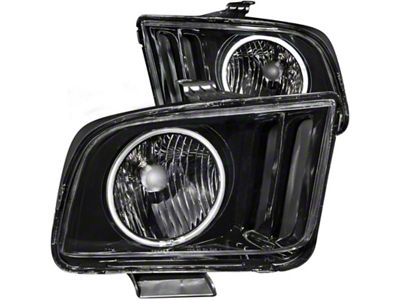Anzo USA 2005-2009 Ford Mustang Crystal Headlights w/ Halo Black CCFL - 121033