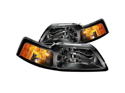 Anzo USA 1999-2004 Ford Mustang Crystal Headlights Black - 121040