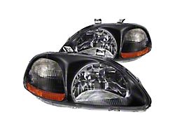 Anzo USA 1996-1998 Honda Civic Crystal Headlights Black - 121067