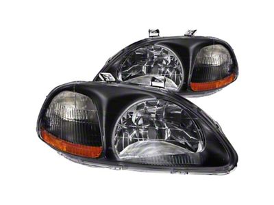 Anzo USA 1996-1998 Honda Civic Crystal Headlights Black - 121067