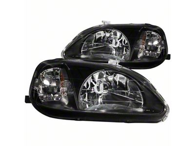 Anzo USA 1999-2000 Honda Civic Crystal Headlights Black - 121070