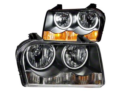 Anzo USA 2005-2010 Chrysler 300 Crystal Headlights w/ Halo Black CCFL - 121138