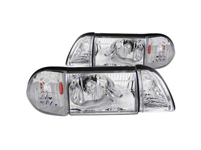 Anzo USA 1987-1993 Ford Mustang Crystal Headlights Chrome w/ Corner Lights - 121195