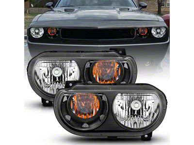 Anzo USA 2008-2014 Dodge Challenger Crystal Headlights Black - 121526