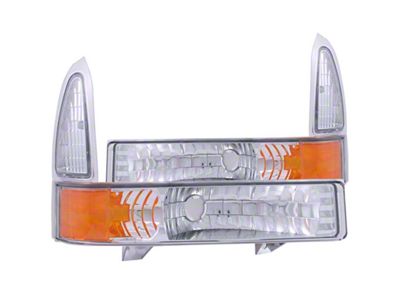 Anzo USA 2000-2004 Ford Excursion Euro Parking Lights Chrome w/ Amber - 511039