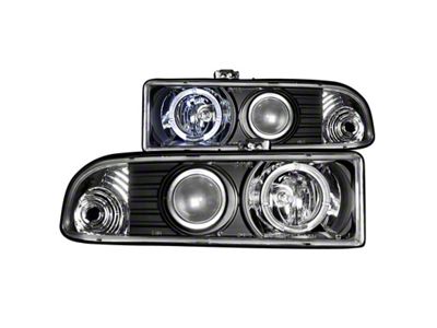 Anzo USA 1998-2005 Chevrolet S-10 Projector Headlights w/ Halo Black - 111015