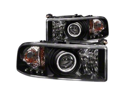 Anzo USA 1994-2001 Dodge Ram Projector Headlights w/ Halo Black - 111065