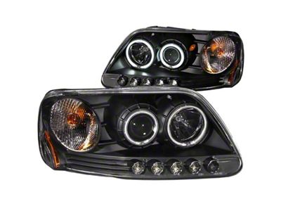 Anzo USA 1997-2003 Ford F-150 Projector Headlights w/ Halo Black CCFL - 111097