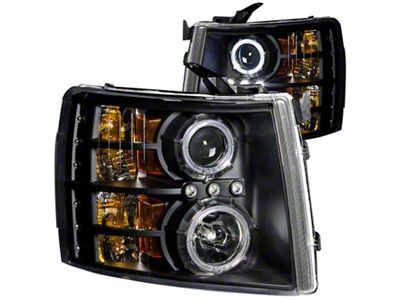 Anzo USA 2007-2013 Chevrolet Silverado 1500 Projector Headlights w/ Halo Black - 111107