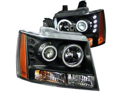 Anzo USA 2007-2013 Chevrolet Avalanche Projector Headlights w/ Halo Black CCFL - 111109