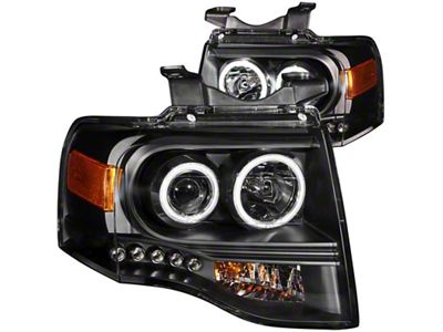 Anzo USA 2007-2014 Ford Expedition Projector Headlights w/ Halo Black - 111113