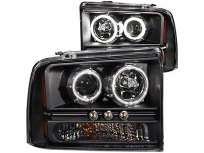 Anzo USA 2005-2007 Ford Excursion Projector Headlights w/ Halo Black w/ - 111117