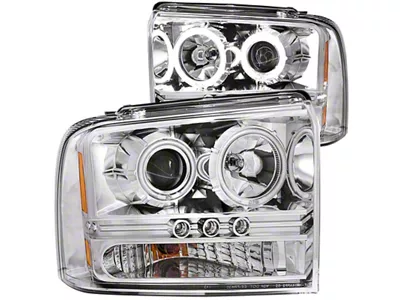Anzo USA 2005-2007 Ford Excursion Projector Headlights w/ Halo Chrome - 111118