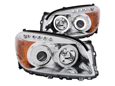 Anzo USA 2006-2008 Toyota Rav4 Projector Headlights w/ Halo Chrome CCFL - 111121