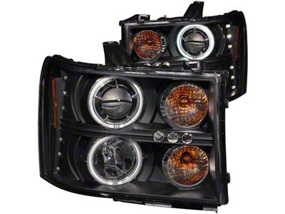 Anzo USA 2007-2013 Gmc Sierra 1500 Projector Headlights w/ Halo Black - 111125