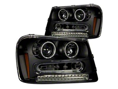 Anzo USA 2002-2009 Chevrolet Trailblazer Projector Headlights w/ Halo Black - 111127