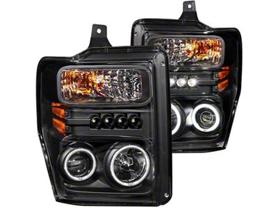 Anzo USA 2008-2010 Ford F-250 Projector Headlights w/ Halo Black CCFL - 111168