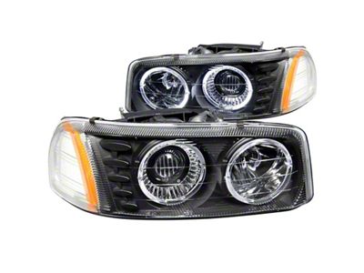 Anzo USA 1999-2006 Sierra 1500 Projector Headlights w/ Halo Black - 111192