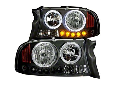 Anzo USA 1997-2004 Dodge Dakota Projector Headlights w/ Halo Black 1 - 111194