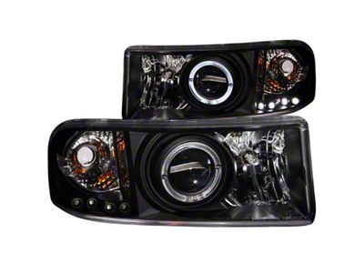 Anzo USA 1994-2001 Dodge Ram Projector Headlights w/ Halo Black - 111196