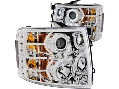 Anzo USA 2007-2013 Chevrolet Silverado 1500 Projector Headlights w/ Halo Chrome - 111199