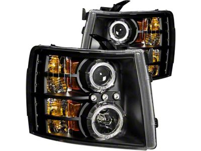 Anzo USA 2007-2013 Chevrolet Silverado 1500 Projector Headlights w/ Halo Black - 111200
