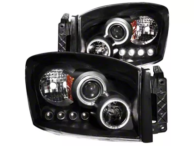 Anzo USA 2006-2008 Dodge Ram 1500 Projector Headlights w/ Halo Black - 111209