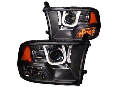 Anzo USA 2009-2016 Dodge Ram 1500 Projector Headlights w/ U-Bar Black - 111270
