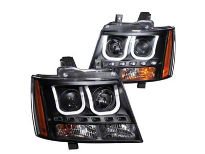 Anzo USA 2007-2013 Chevrolet Avalanche Projector Headlights w/ U-Bar Black - 111273
