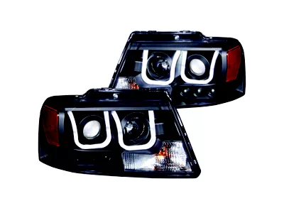 Anzo USA 2004-2008 Ford F-150 Projector Headlights w/ U-Bar Black - 111288