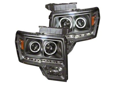 Anzo USA 2009-2014 Ford F-150 Projector Headlights w/ Halo Black CCFL - 111298