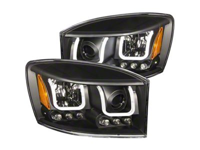 Anzo USA 2006-2008 Dodge Ram 1500 Projector Headlights w/ U-Bar Black - 111314