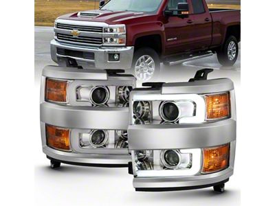 Anzo USA 2015-2016 Chevrolet Silverado Projector Headlights w/ Plank Style Design - 111360