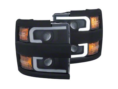 Anzo USA Projector Headlights With Plank Style Design Black w/Amber 15-17 - 111363