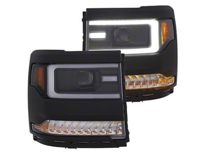 Anzo USA 16+ Chevy Silverado 1500 Projector Headlights Plank Style Black - 111375