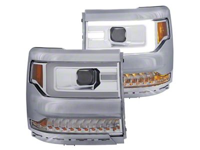 Anzo USA 16+ Chevy Silverado 1500 Projector Headlights Plank Style Chrome - 111376