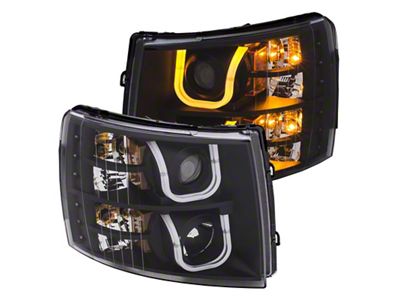 Anzo USA 2007-2013 Chevrolet Silverado 1500/2500 Projector Headlights w/ U-Bar Switchback - 111384