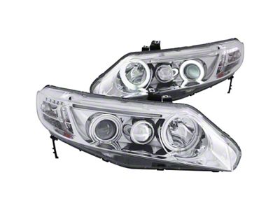 Anzo USA 2006-2011 Honda Civic Projector Headlights w/ Halo Chrome CCFL - 121061