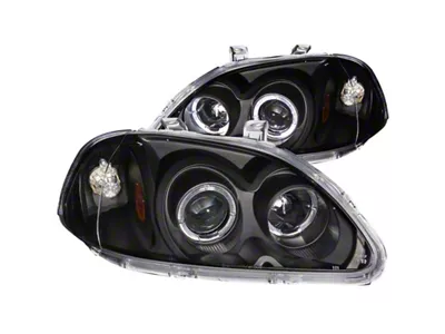 Anzo USA 1996-1998 Honda Civic Projector Headlights w/ Halo Black - 121068