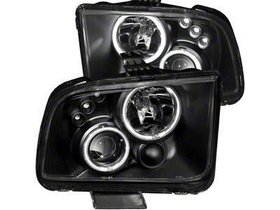 Anzo USA 2005-2009 Ford Mustang Projector Headlights w/ Halo Black - 121166