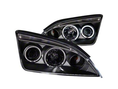 Anzo USA 2005-2007 Ford Focus Projector Headlights w/ Halo Black - 121198