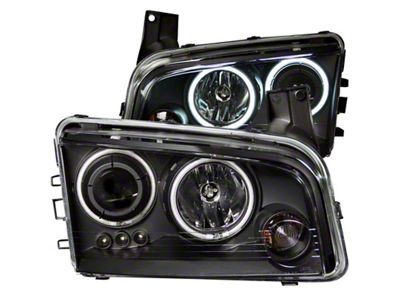 Anzo USA 2006-2010 Dodge Charger Projector Headlights w/ Halo Chrome CCFL - 121218