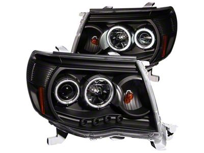 Anzo USA 2005-2011 Toyota Tacoma Projector Headlights w/ Halo Black - 121282