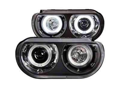 Anzo USA 2008-2014 Dodge Challenger Projector Headlights w/ Halo Black CCFL - 121308
