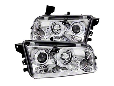 Anzo USA 2006-2010 Dodge Charger Projector Headlights w/ Halo Chrome - 121382