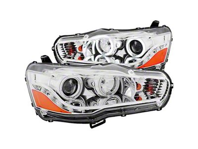 Anzo USA 2008-2015 Mitsubishi Lancer Projector Headlights w/ Halo Chrome CCFL - 121427