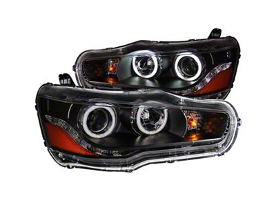 Anzo USA 2008-2015 Mitsubishi Lancer Projector Headlights w/ Halo Black CCFL - 121428